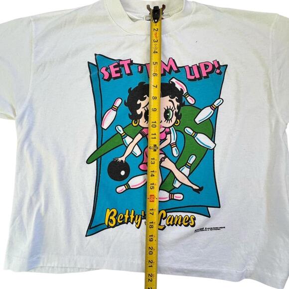 Vintage 1993 Betty Boop Bowling Licensed White Tshirt T Shirt Tee - Picture 7 of 8